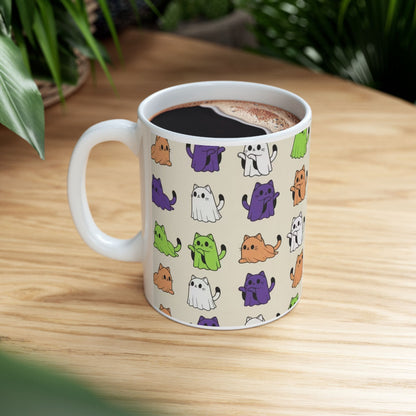 Colorful Ghost Cat Mug