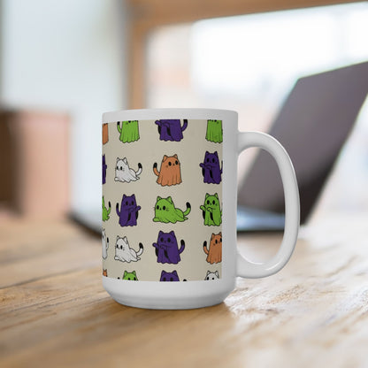 Colorful Ghost Cat Mug