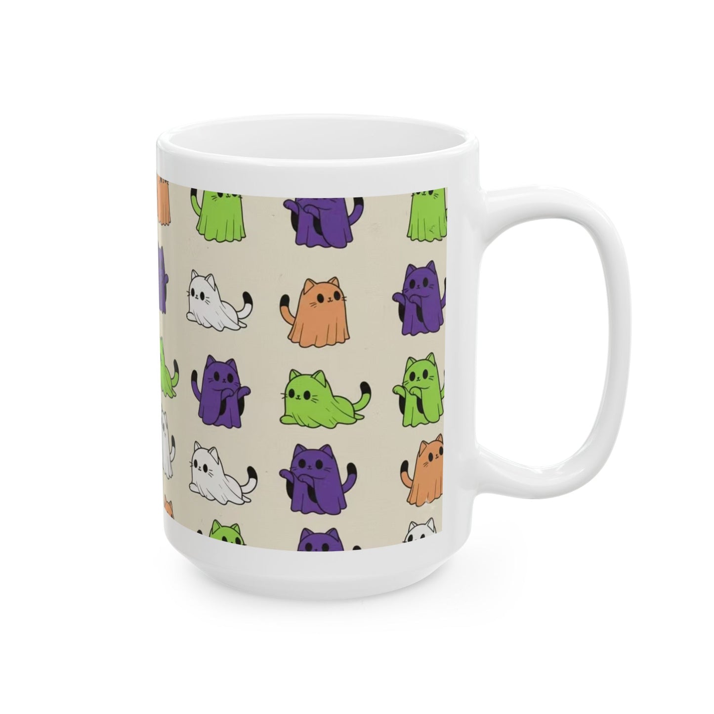 Colorful Ghost Cat Mug