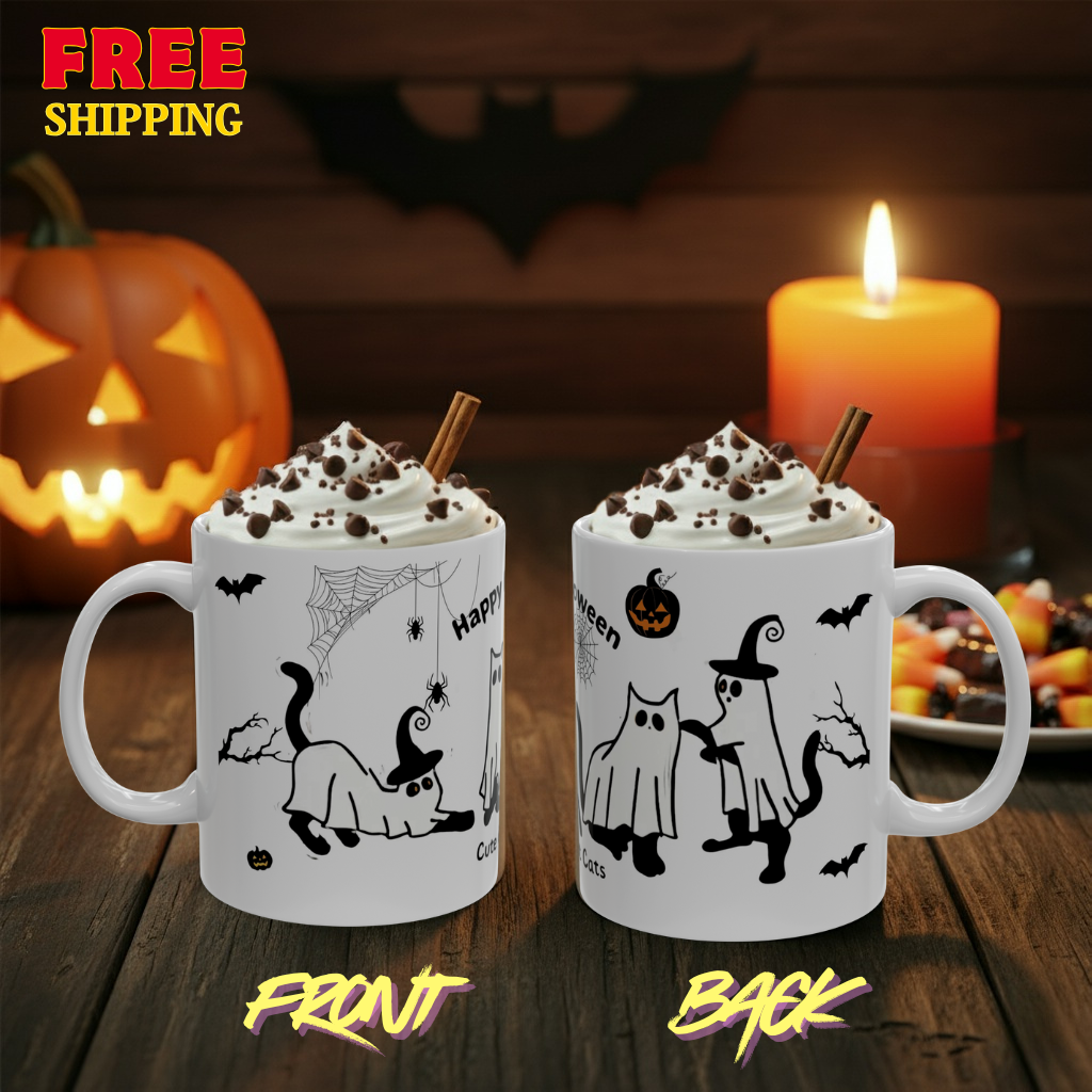 Halloween Ghost Cat Mug
