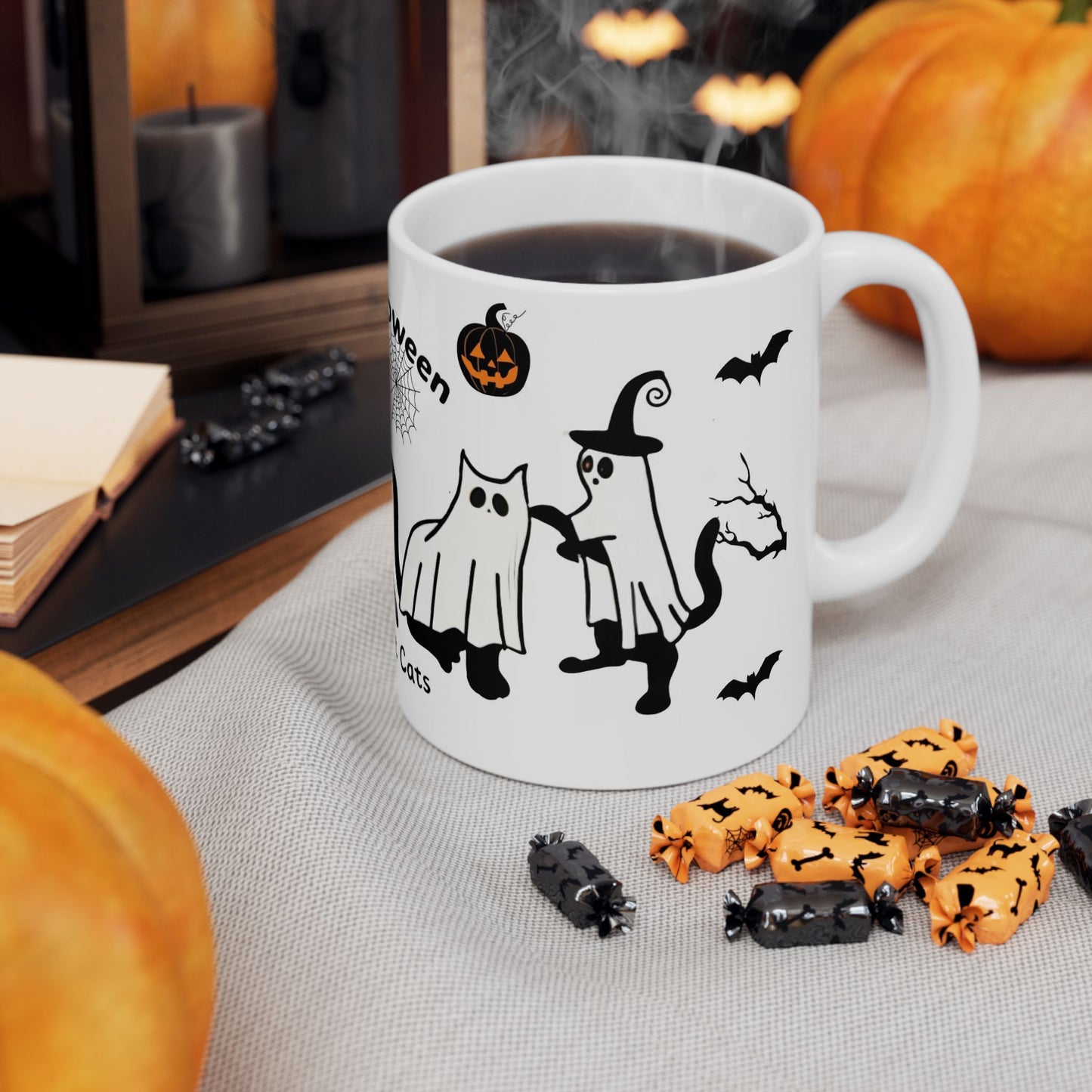 Halloween Ghost Cat Mug