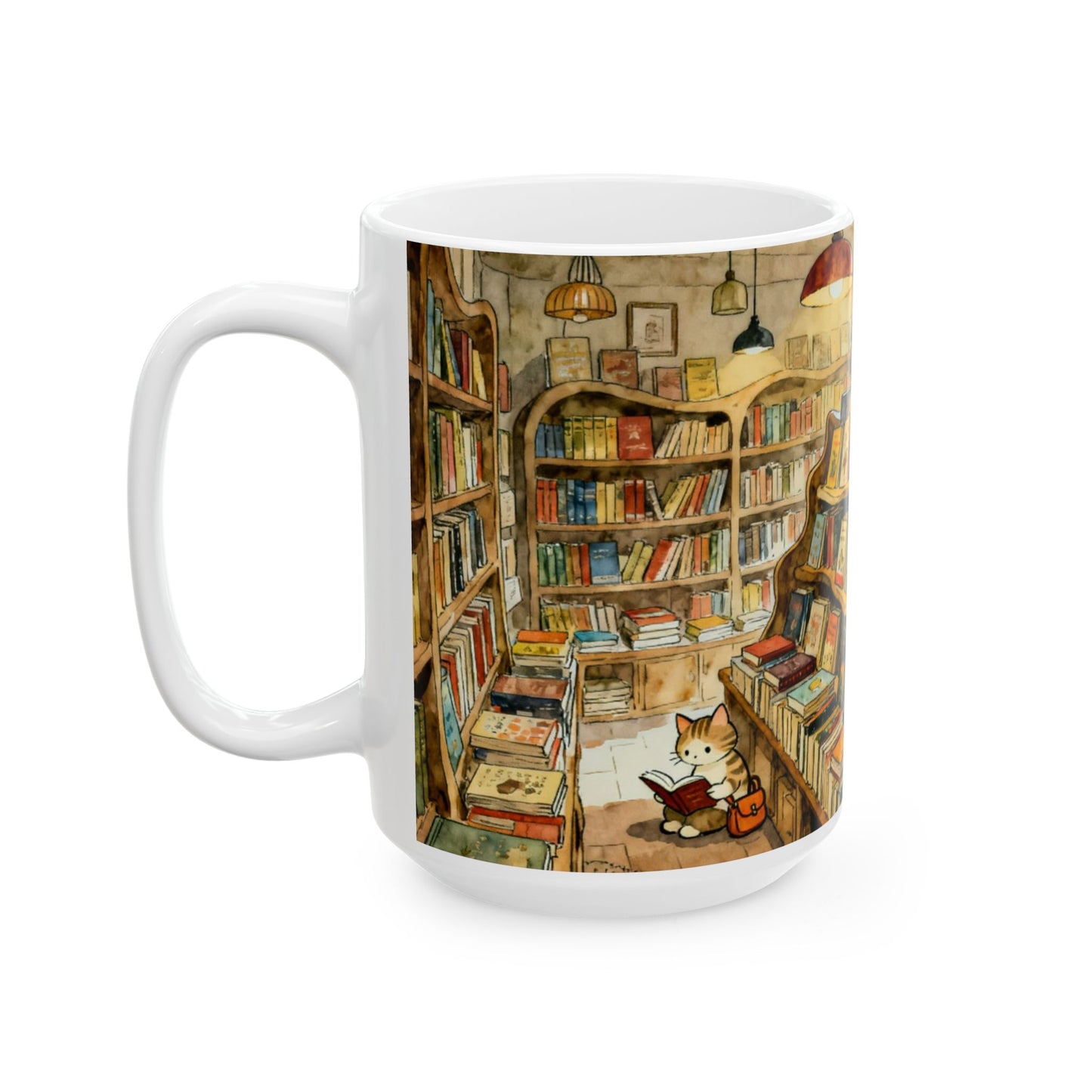Cozy Bookshop Cat Mug