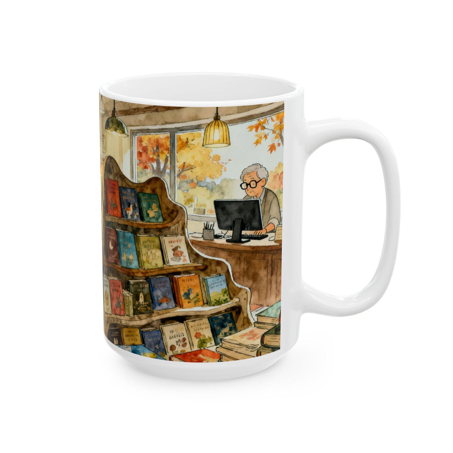 Cozy Bookshop Cat Mug