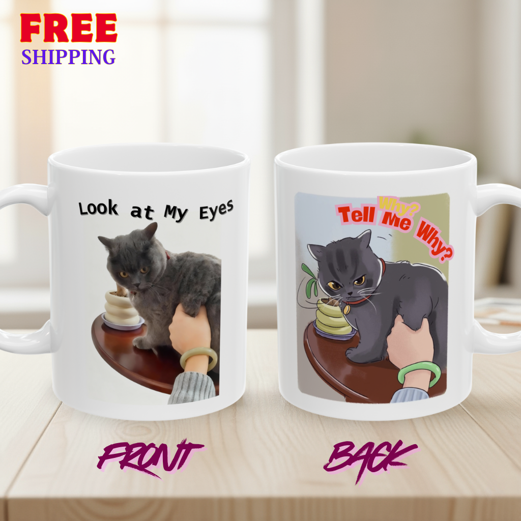 Curious Blue Cat Mug