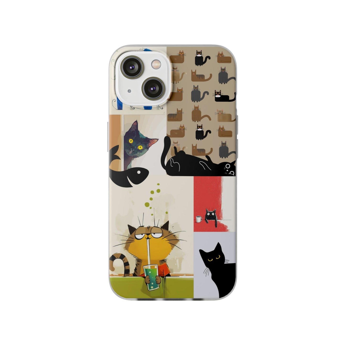 Playful Cat Art Collage Phone Case