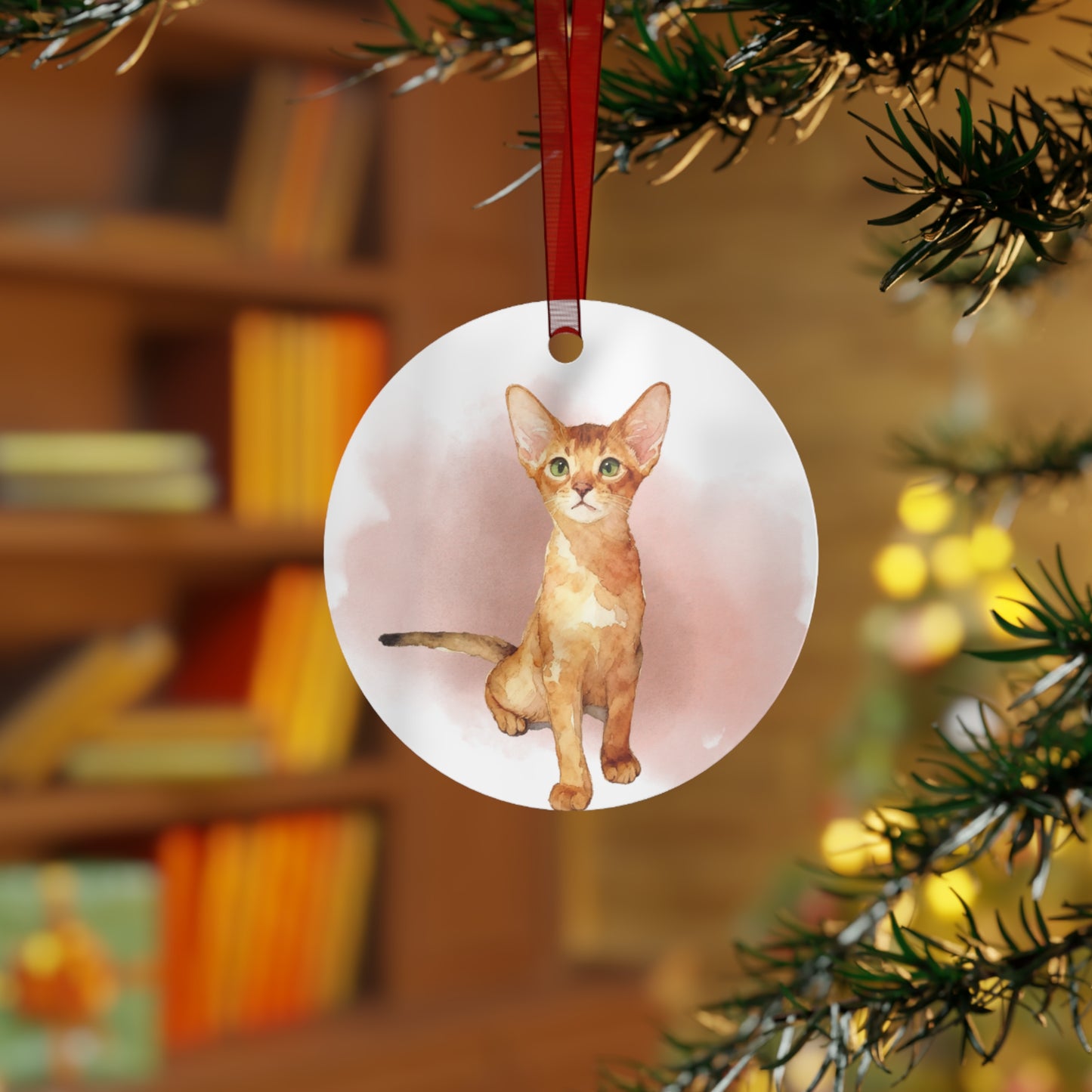Custom Watercolor Cat Memorial  Ornament