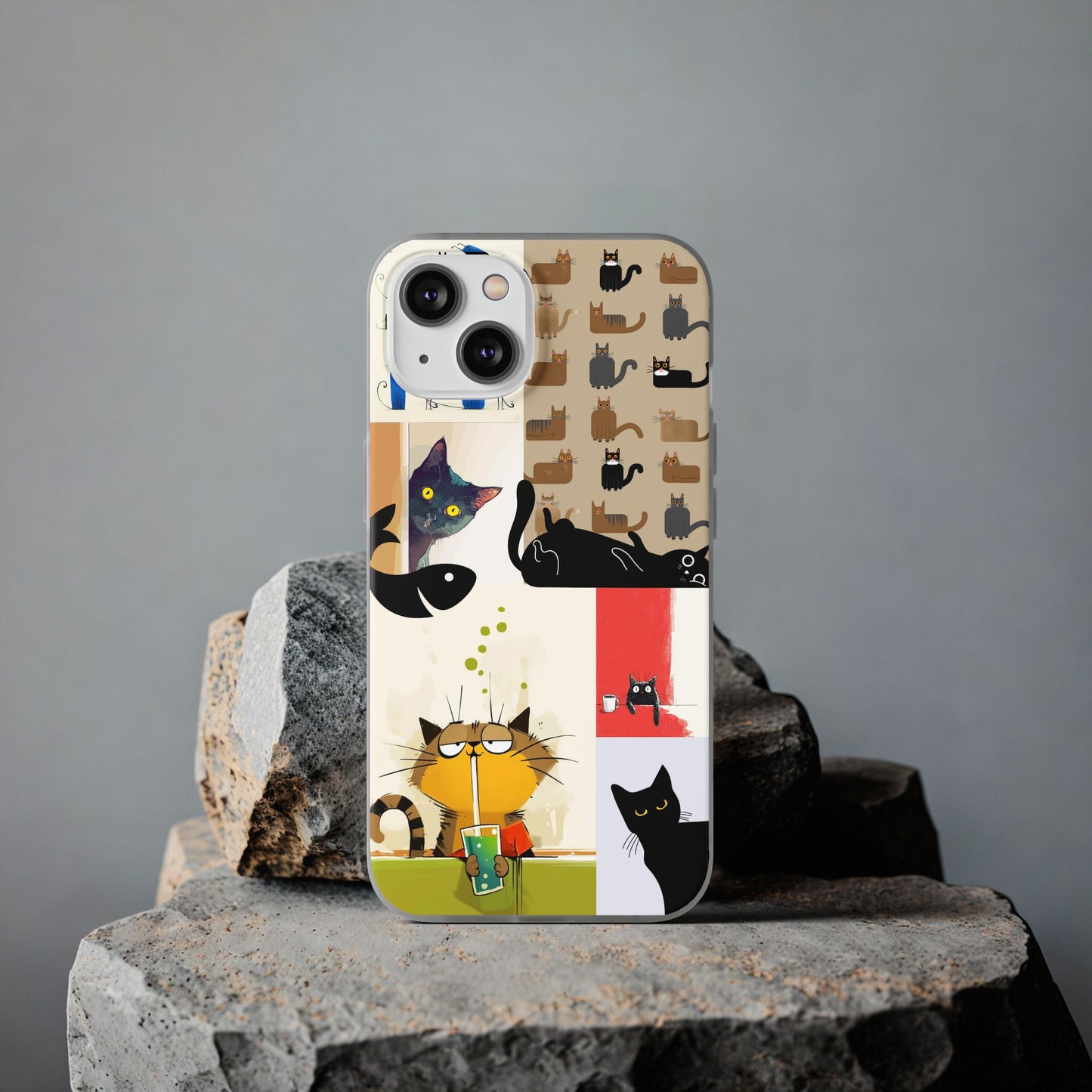 Playful Cat Art Collage Phone Case