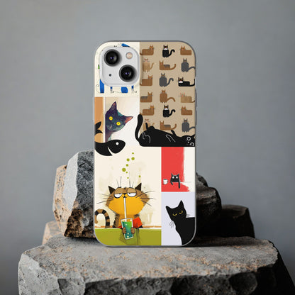 Playful Cat Art Collage Phone Case