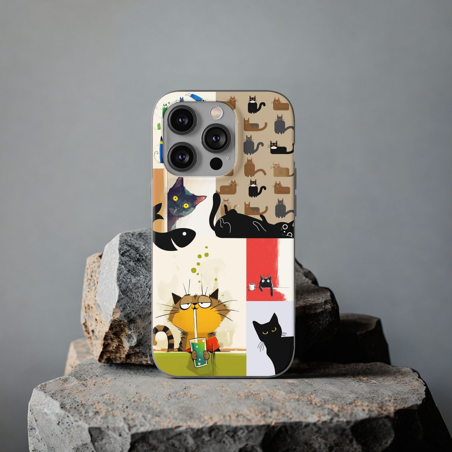 Playful Cat Art Collage Phone Case