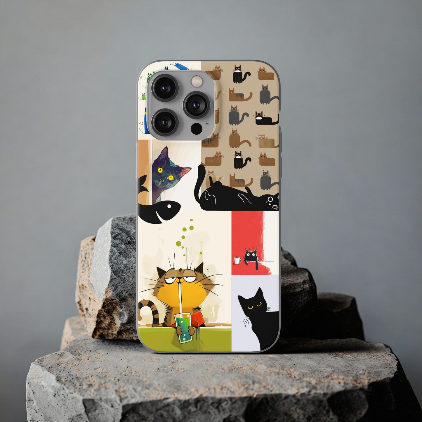 Playful Cat Art Collage Phone Case