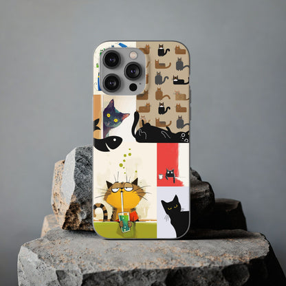 Playful Cat Art Collage Phone Case
