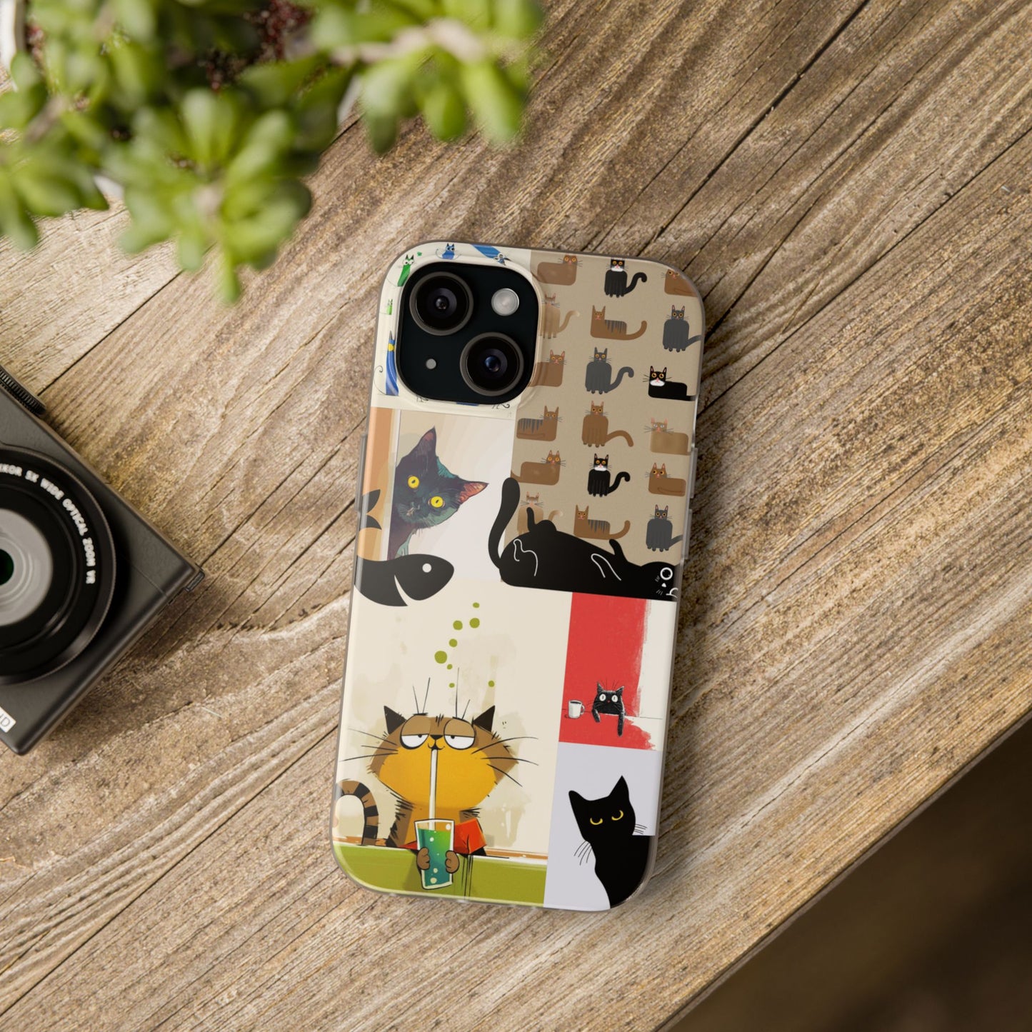 Playful Cat Art Collage Phone Case