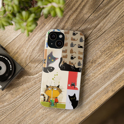 Playful Cat Art Collage Phone Case
