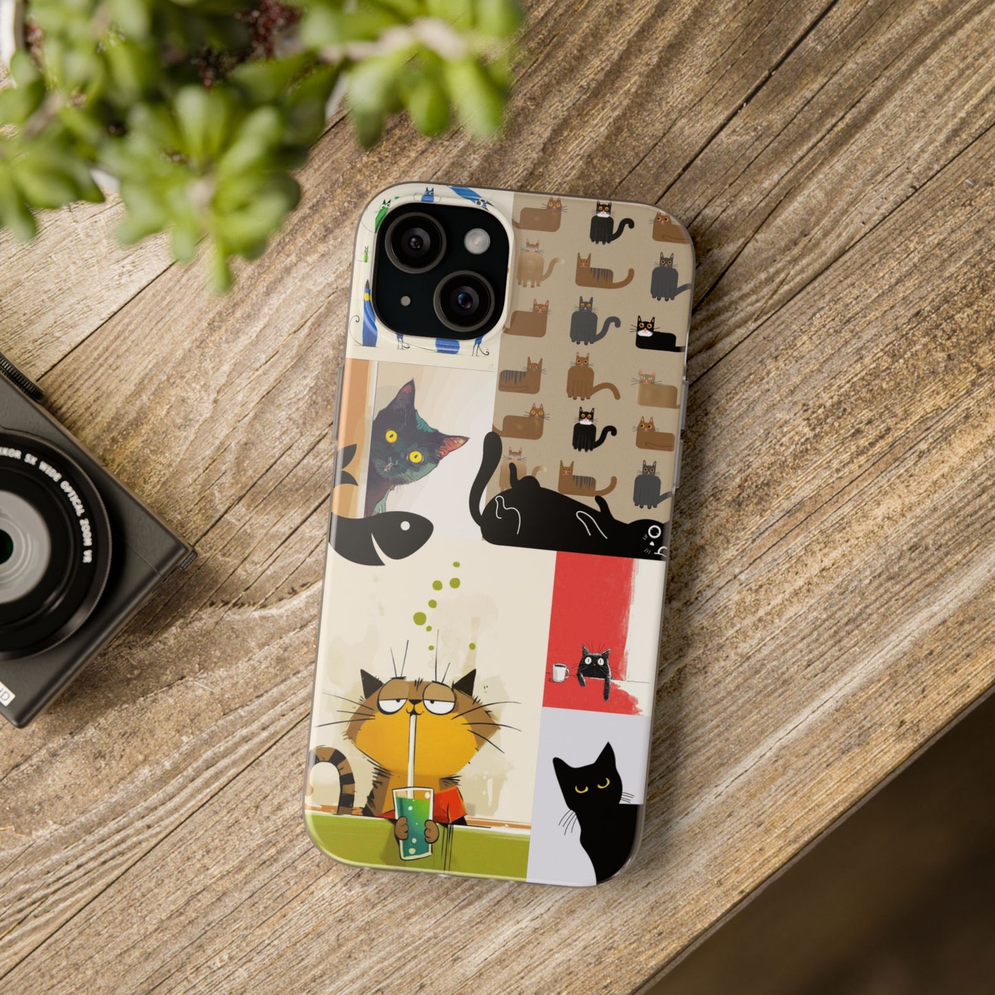 Playful Cat Art Collage Phone Case