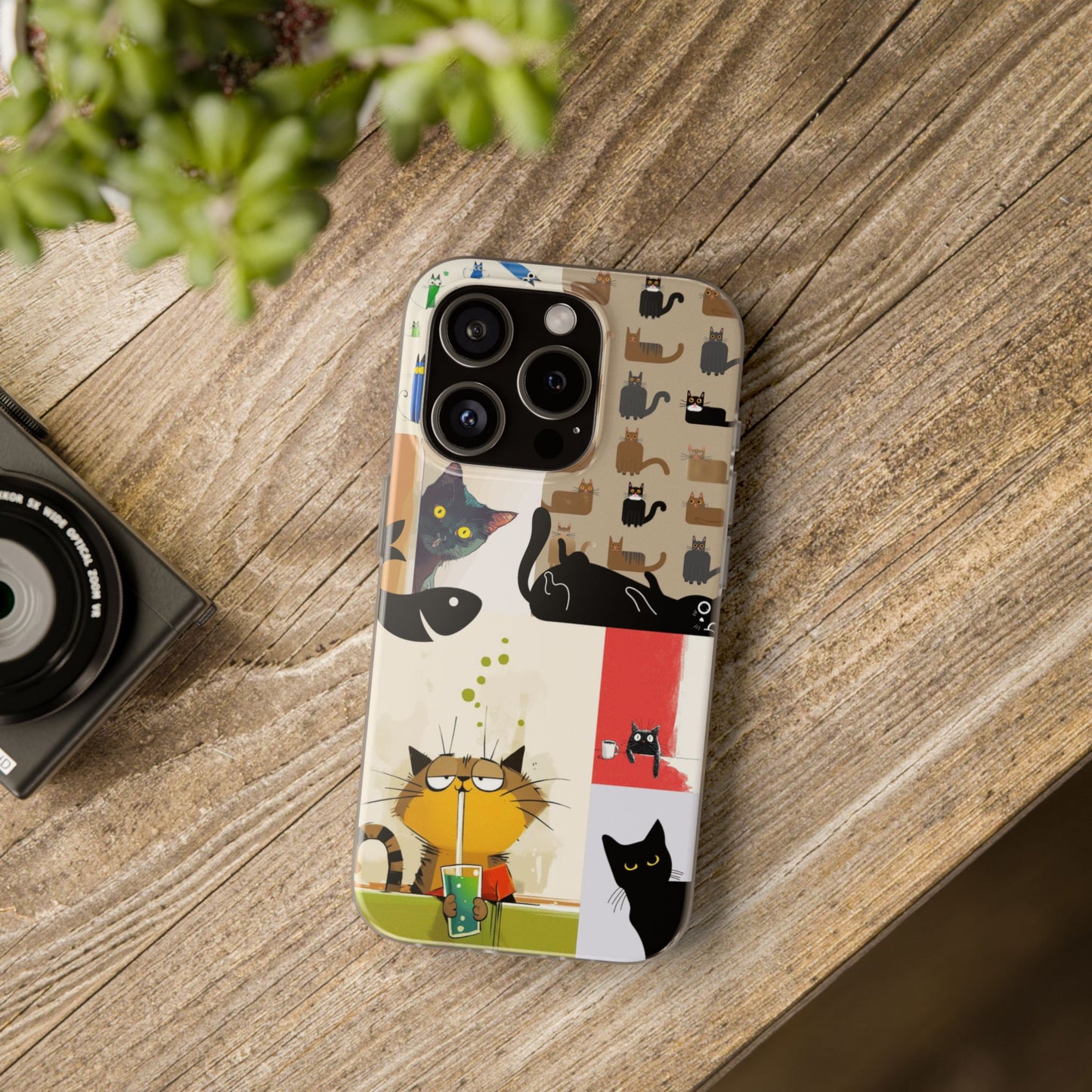 Playful Cat Art Collage Phone Case