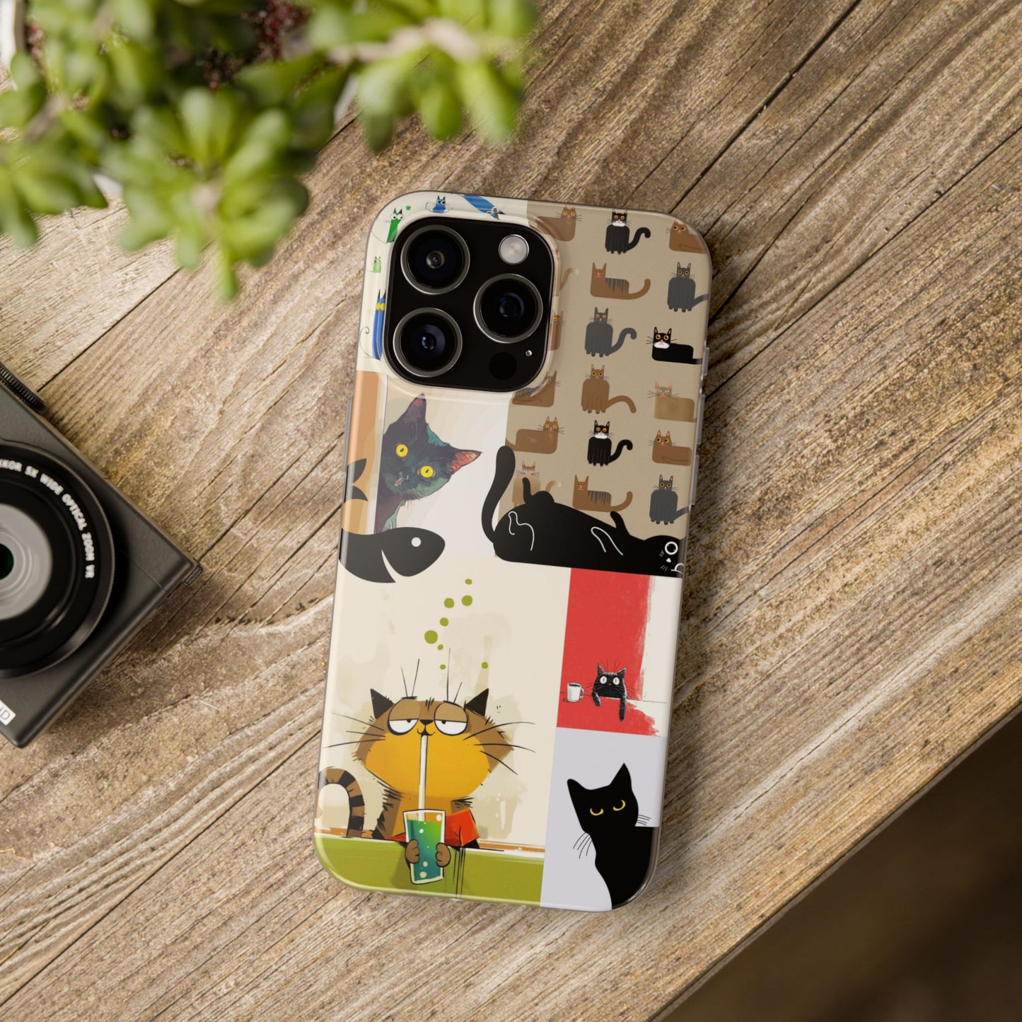 Playful Cat Art Collage Phone Case