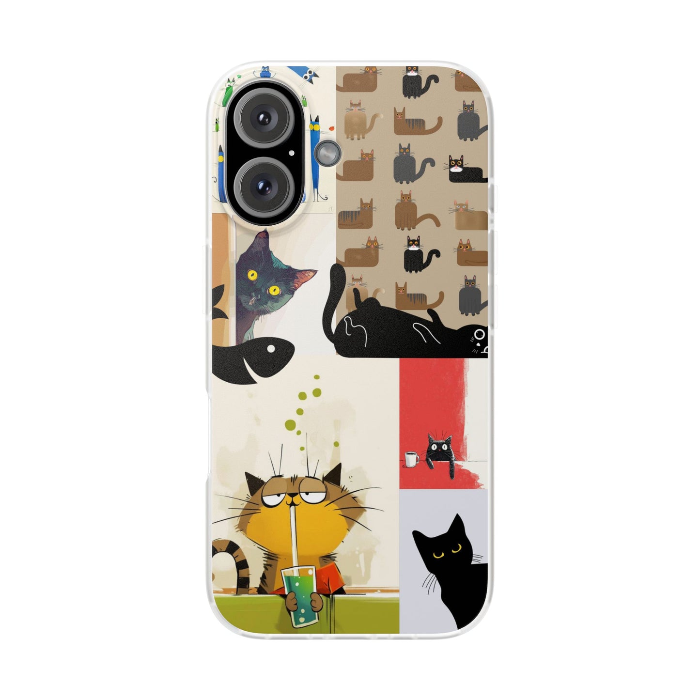 Playful Cat Art Collage Phone Case