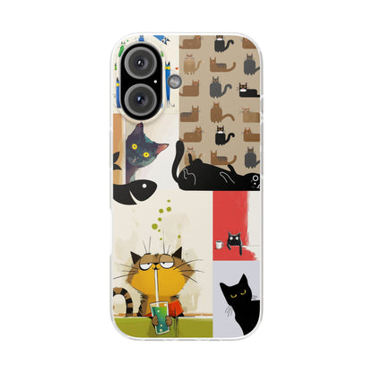 Playful Cat Art Collage Phone Case