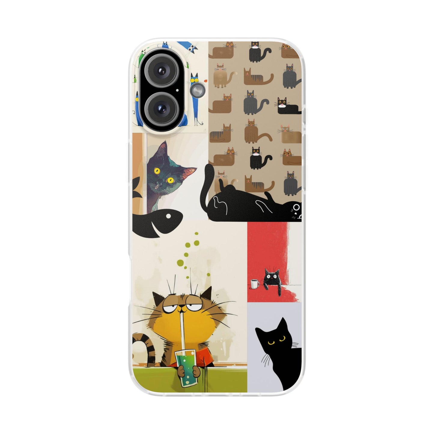Playful Cat Art Collage Phone Case