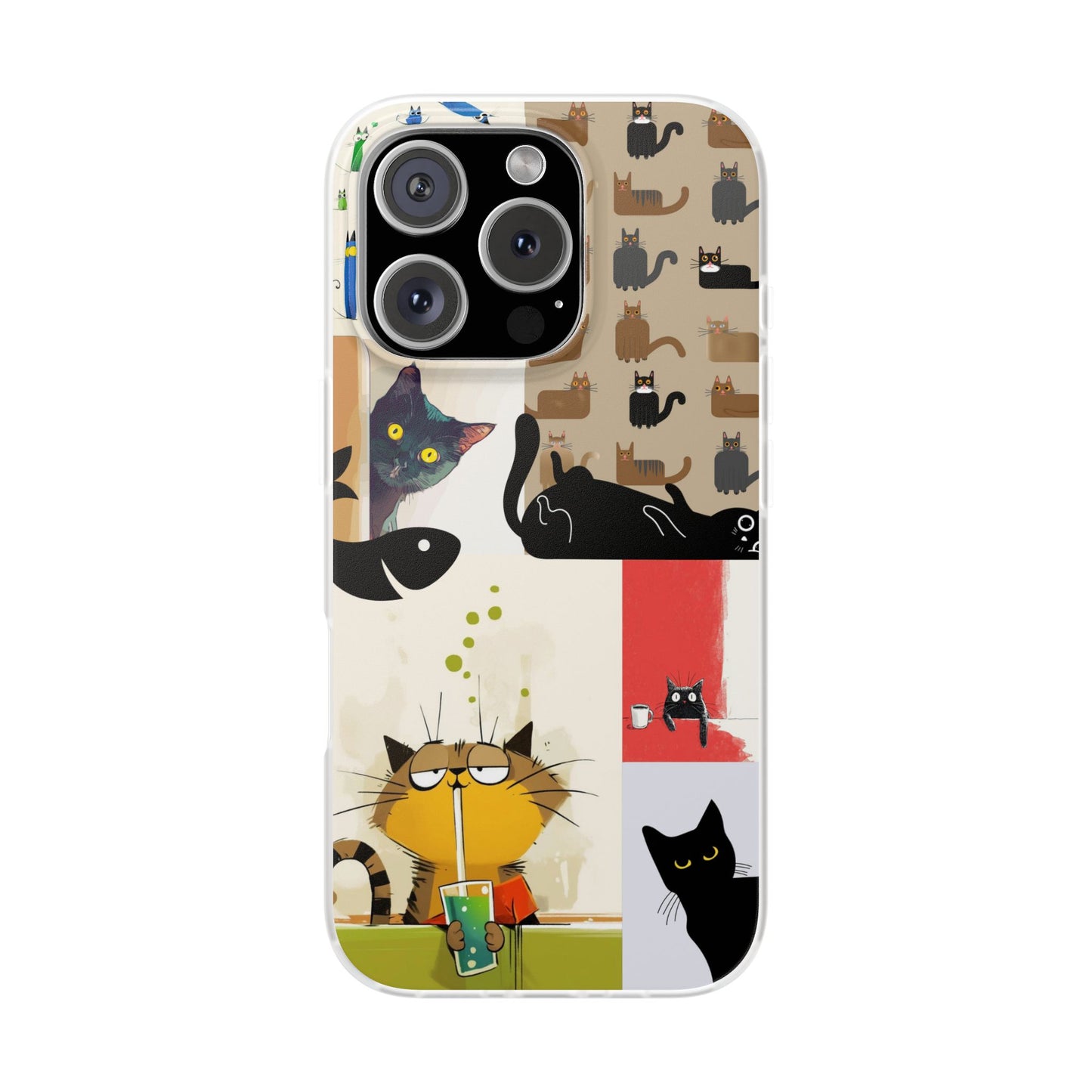 Playful Cat Art Collage Phone Case