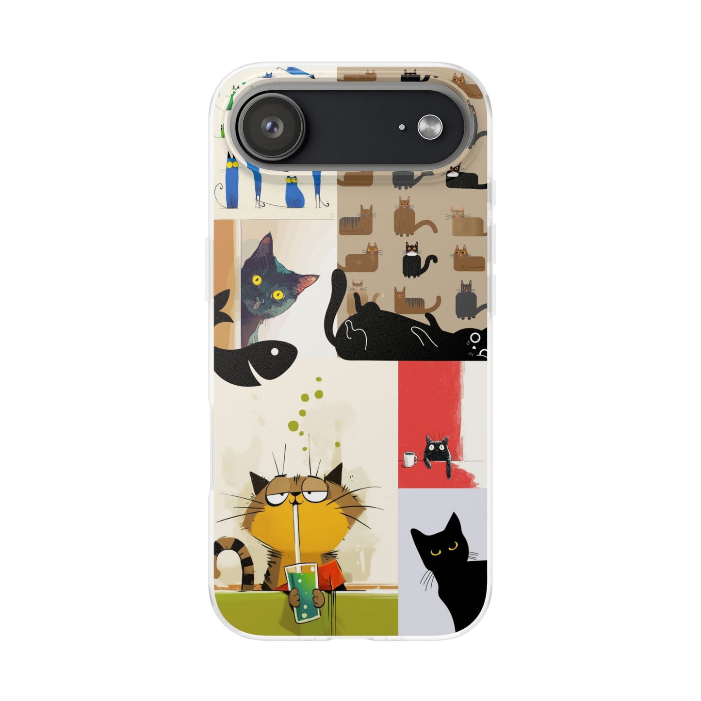 Playful Cat Art Collage Phone Case