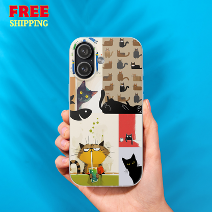 Playful Cat Art Collage Phone Case