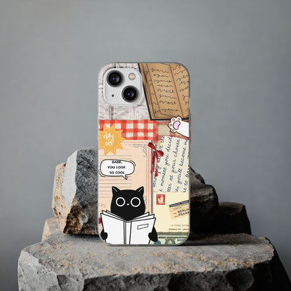 Vintage Cat Reading Collage Phone Case
