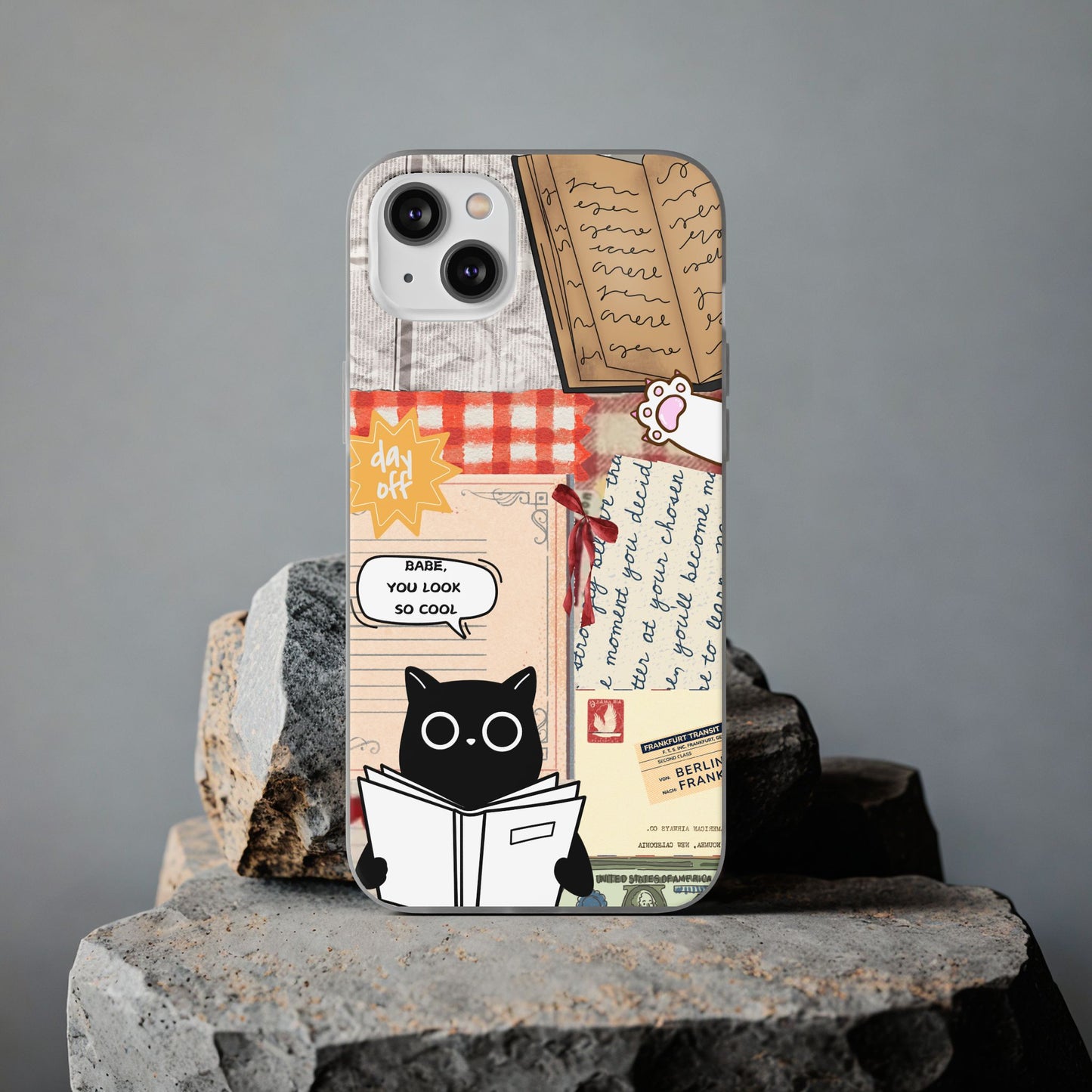 Vintage Cat Reading Collage Phone Case