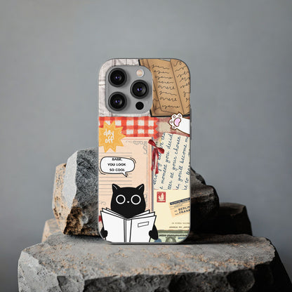 Vintage Cat Reading Collage Phone Case