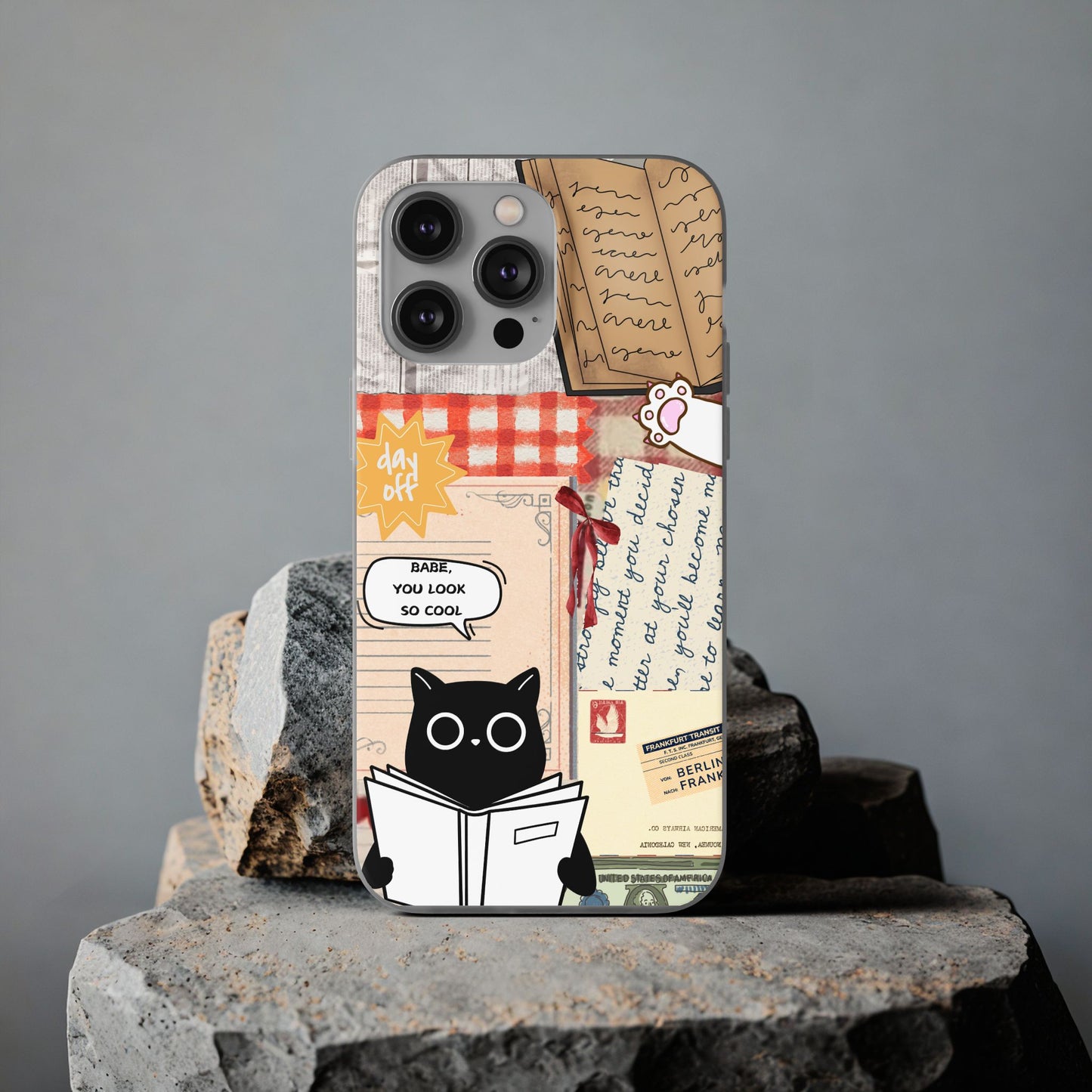 Vintage Cat Reading Collage Phone Case