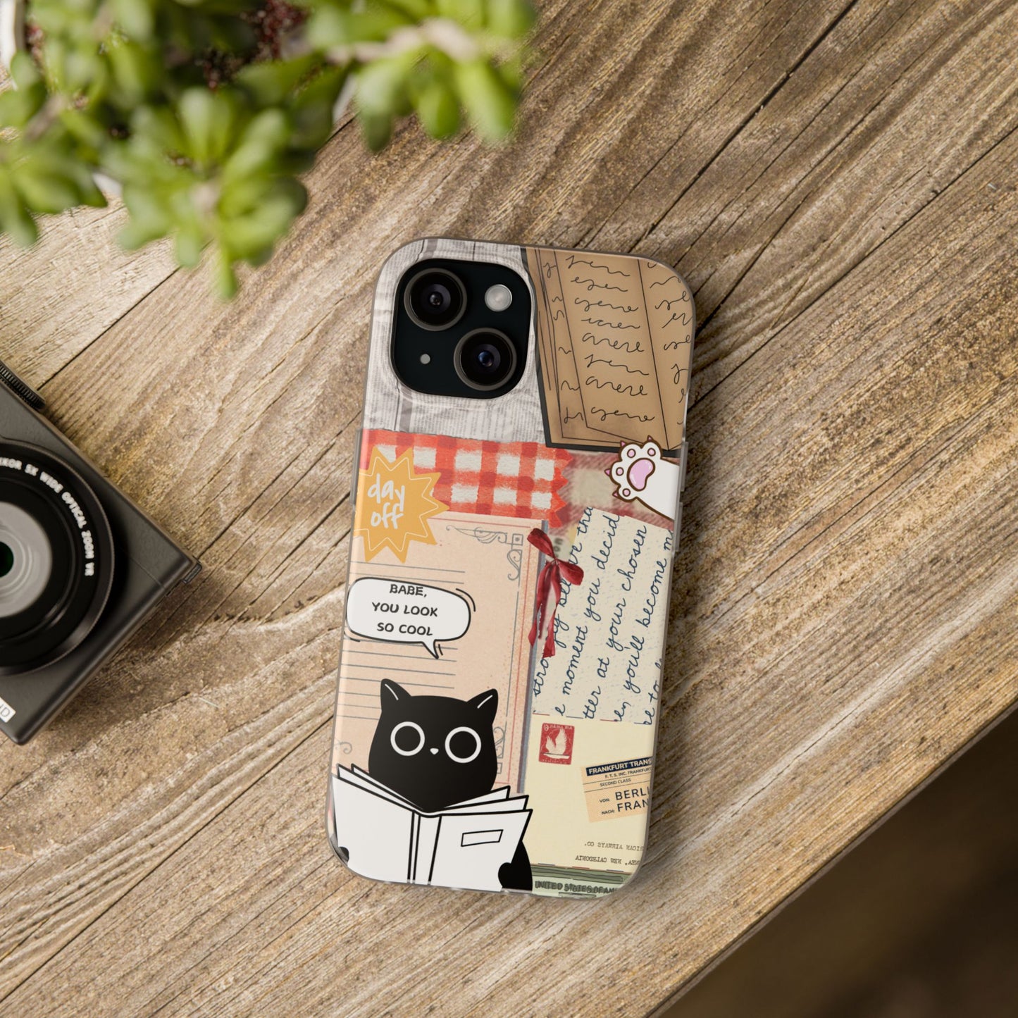 Vintage Cat Reading Collage Phone Case