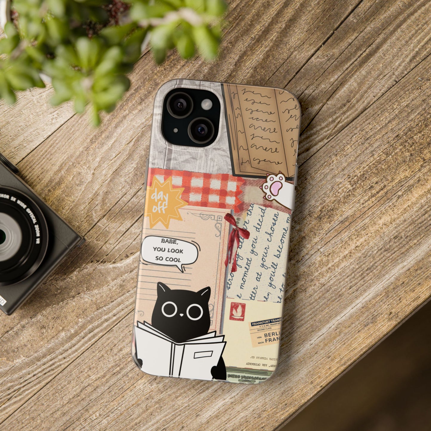 Vintage Cat Reading Collage Phone Case