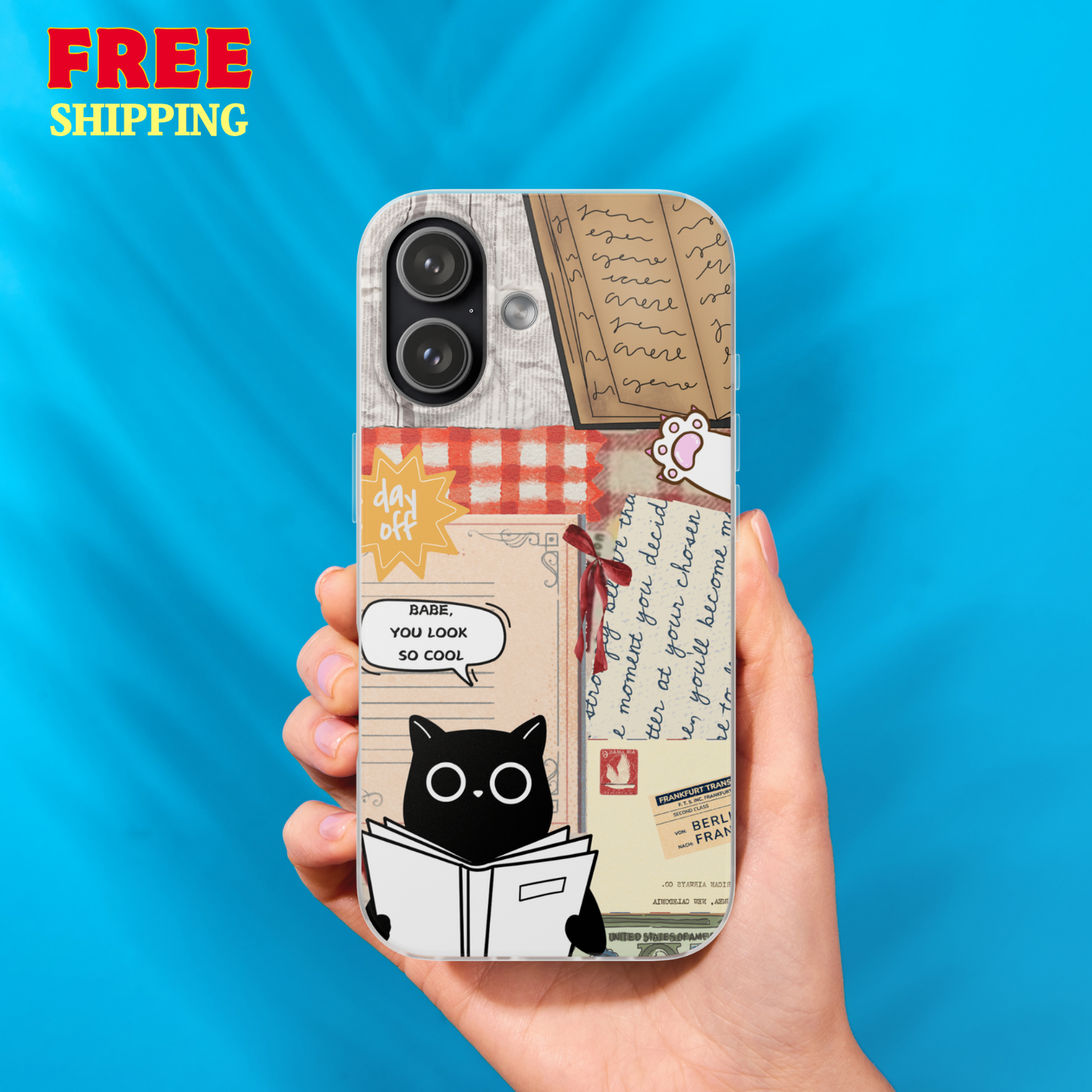 Vintage Cat Reading Collage Phone Case