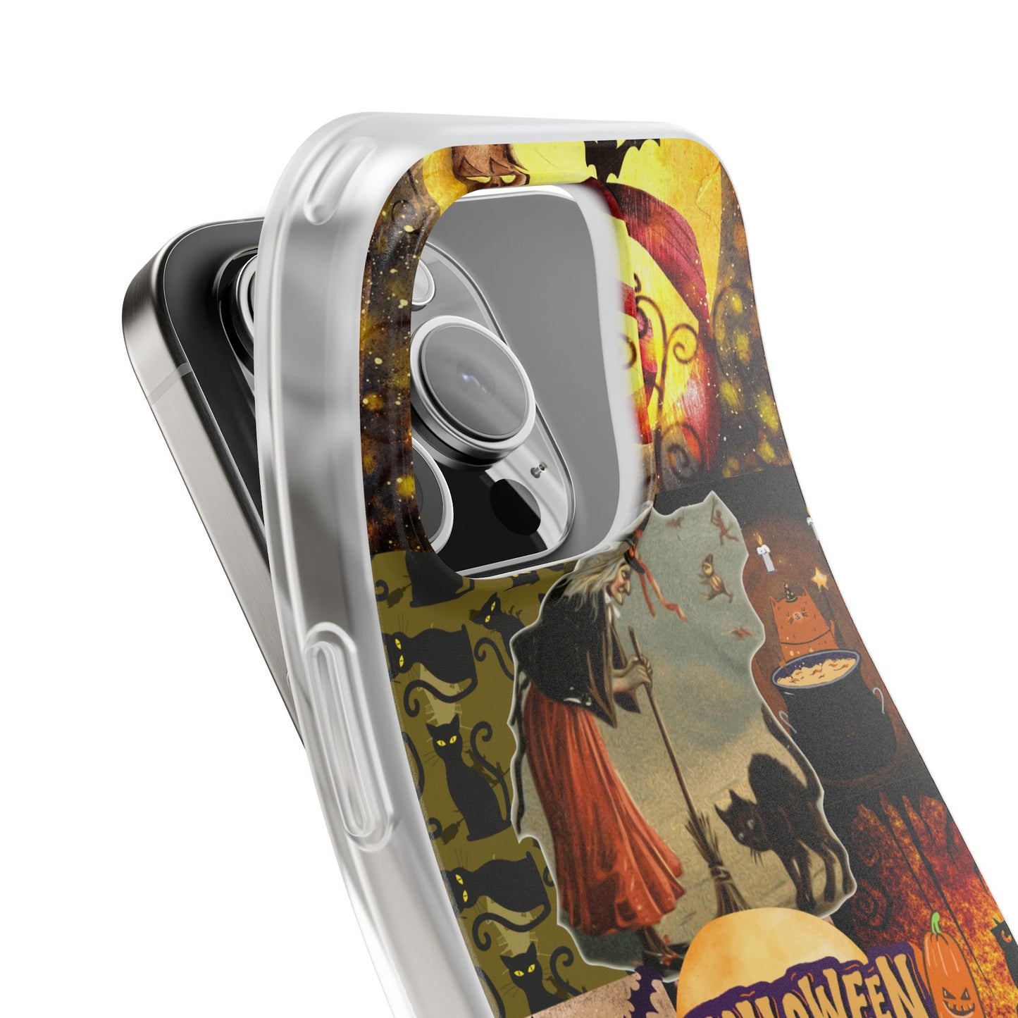 Spooky Halloween Cat & Witch Phone Case