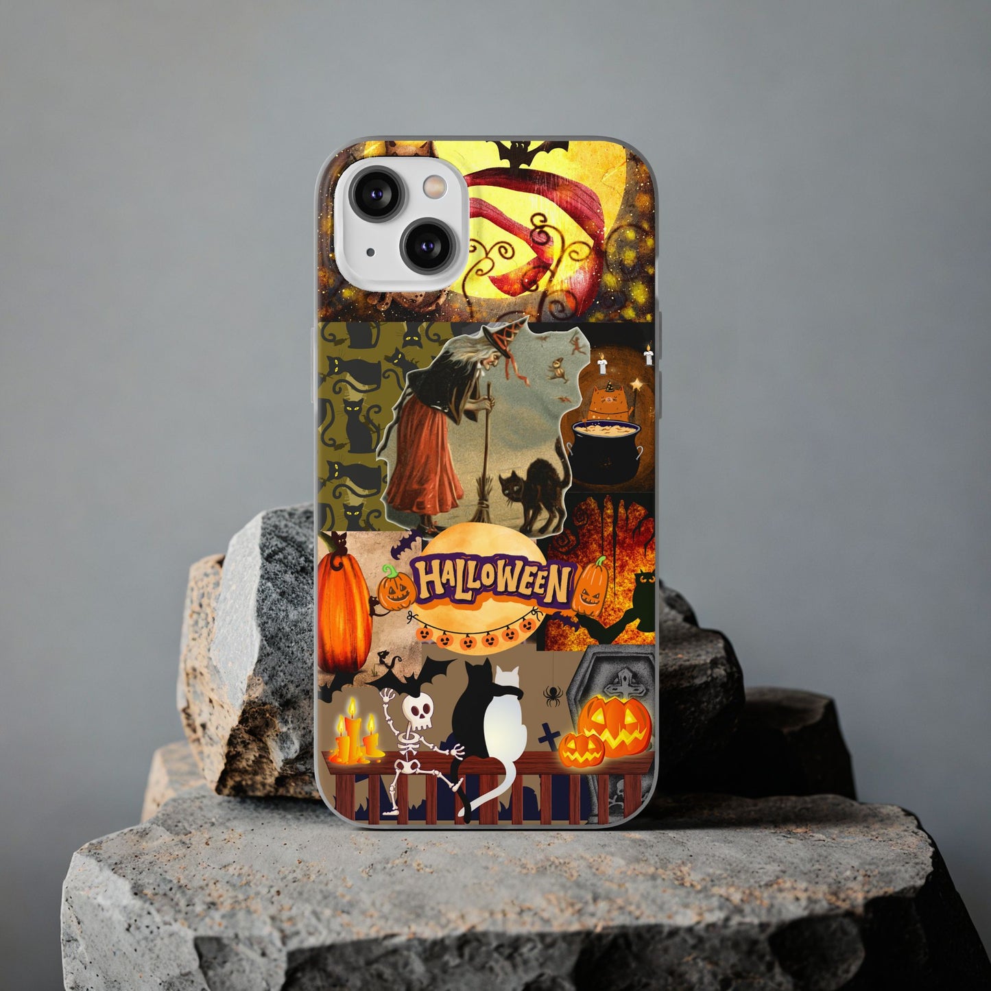 Spooky Halloween Cat & Witch Phone Case