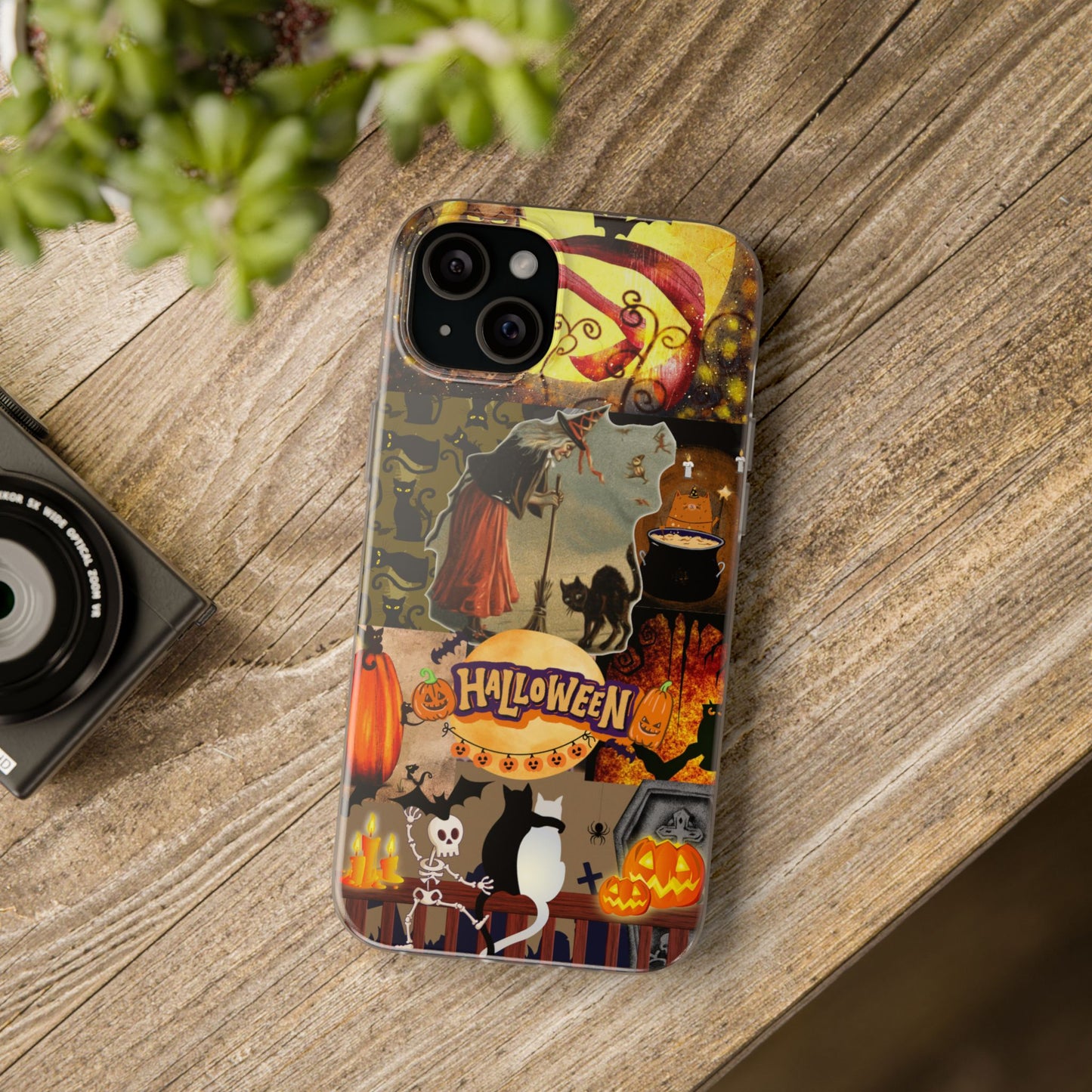 Spooky Halloween Cat & Witch Phone Case