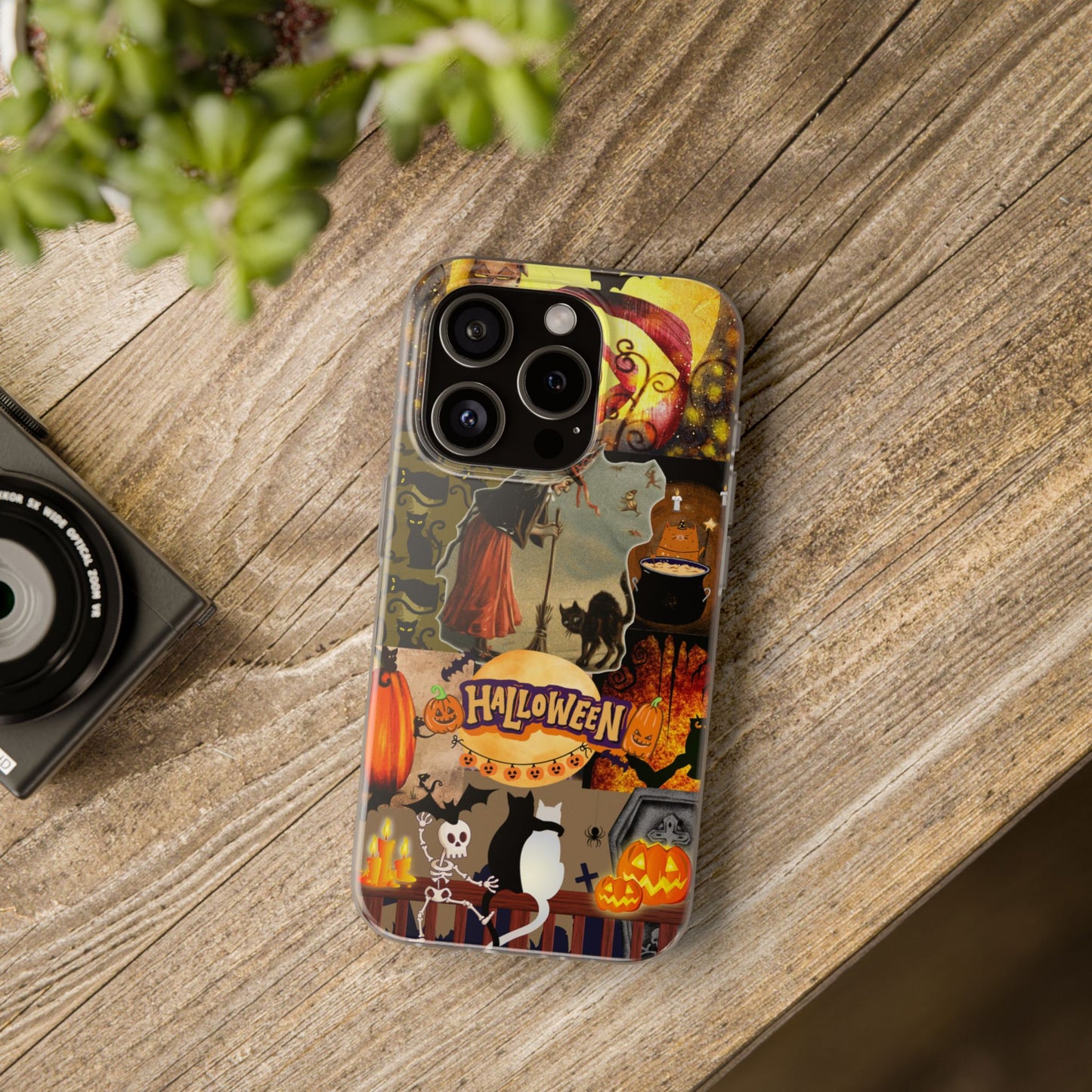 Spooky Halloween Cat & Witch Phone Case
