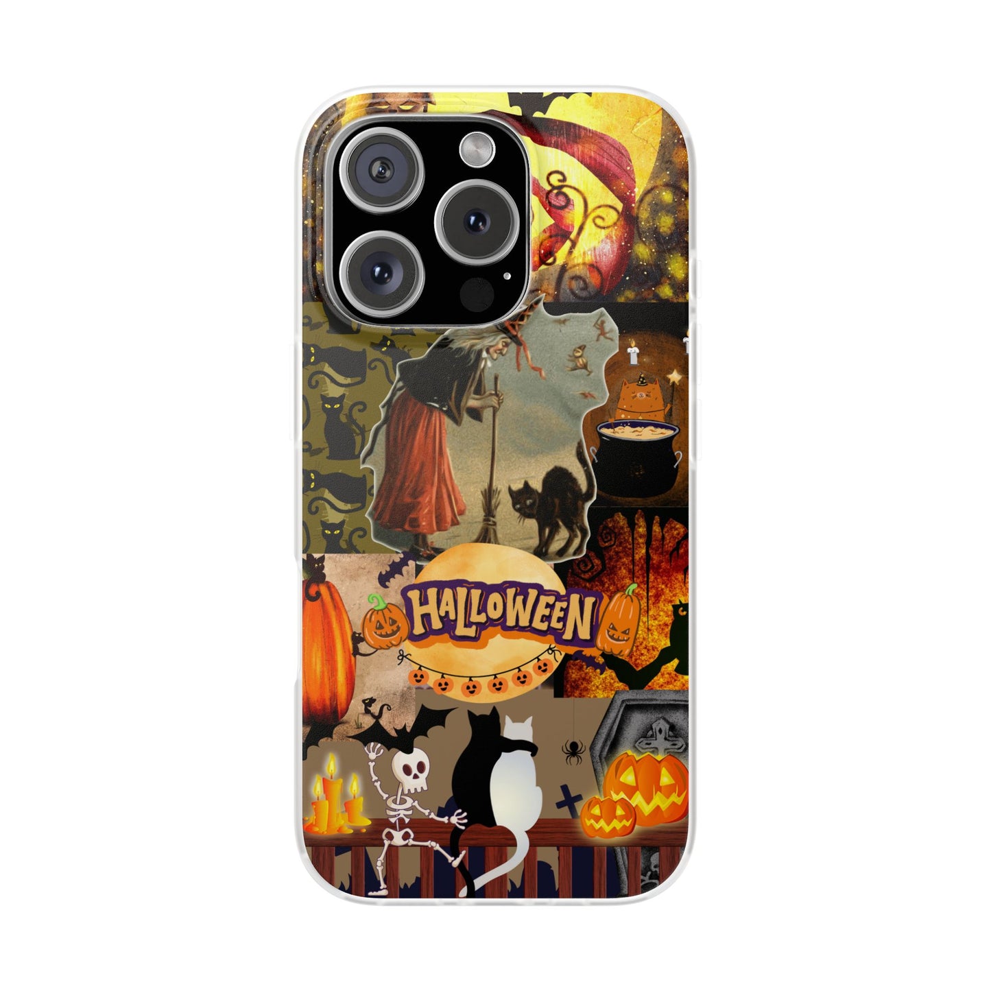 Spooky Halloween Cat & Witch Phone Case