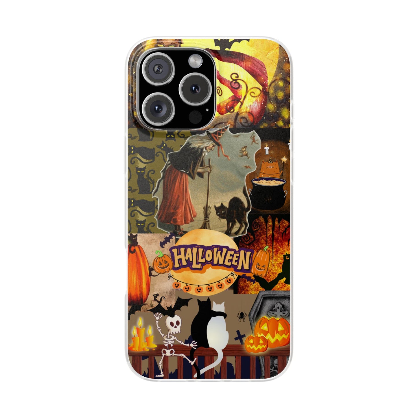 Spooky Halloween Cat & Witch Phone Case