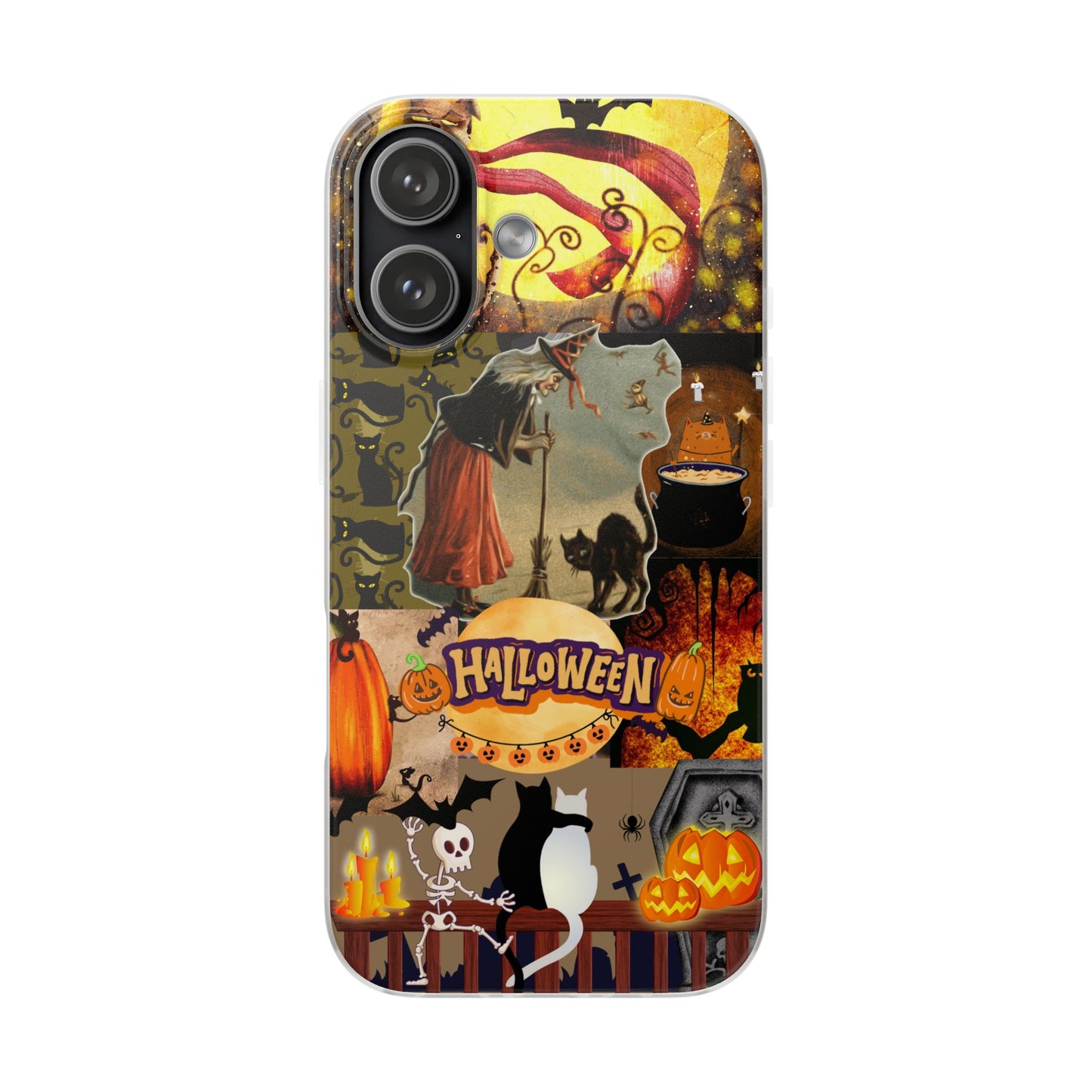 Spooky Halloween Cat & Witch Phone Case