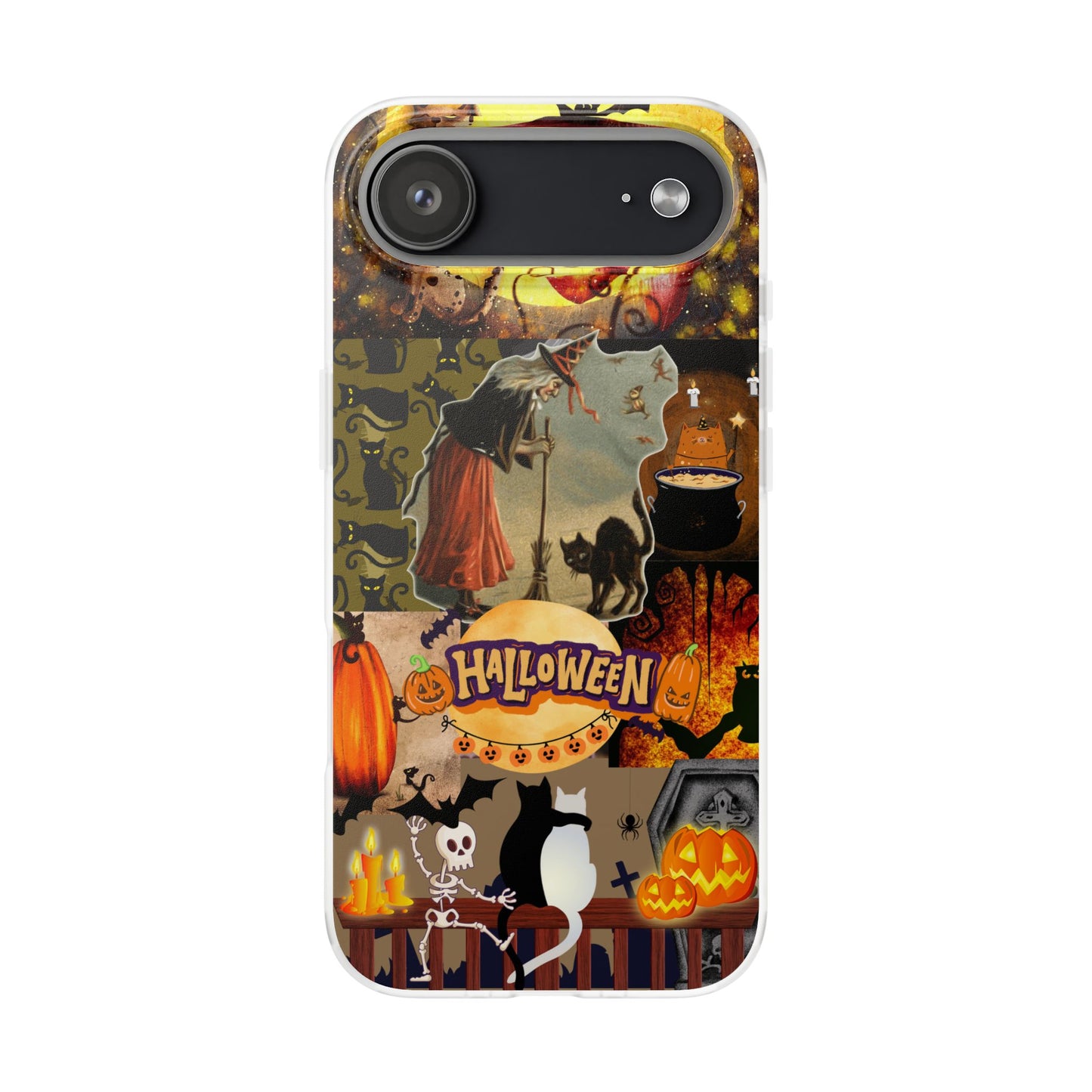 Spooky Halloween Cat & Witch Phone Case