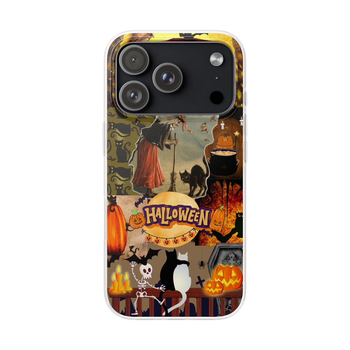 Spooky Halloween Cat & Witch Phone Case