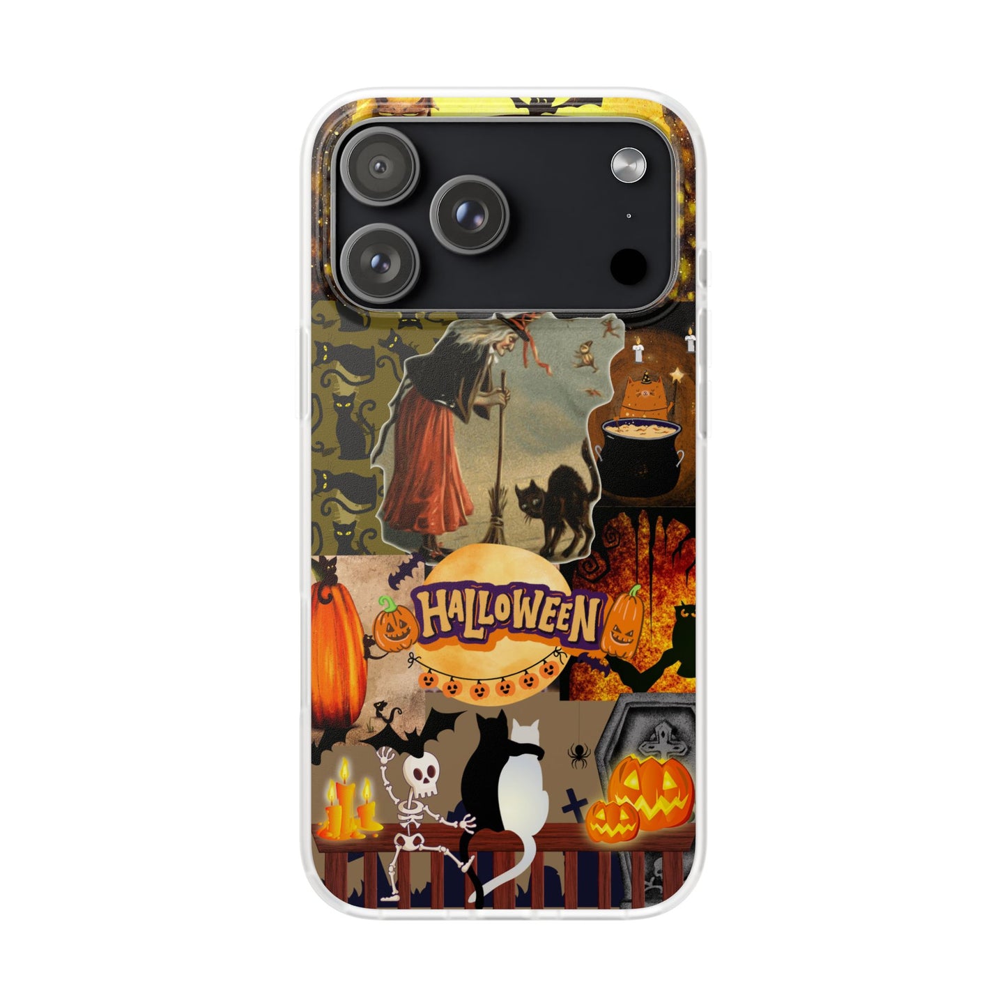 Spooky Halloween Cat & Witch Phone Case