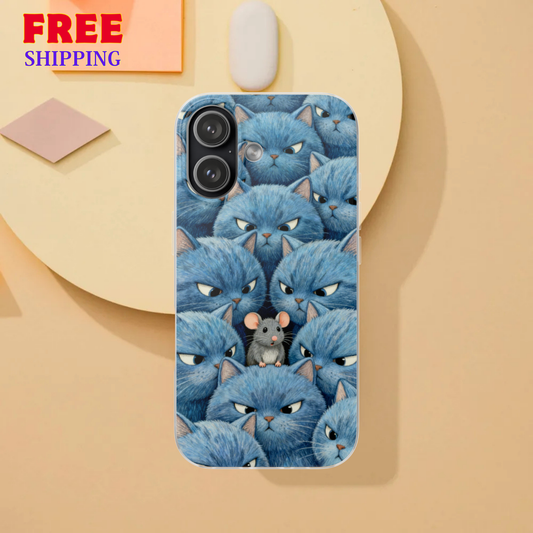 Blue Cats and Mouse Phone Case