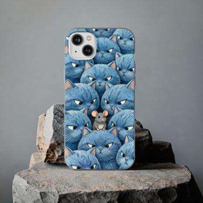 Blue Cats and Mouse Phone Case