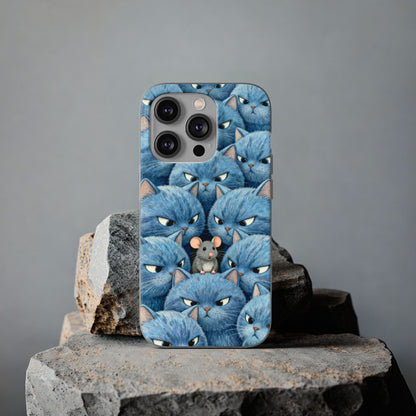 Blue Cats and Mouse Phone Case