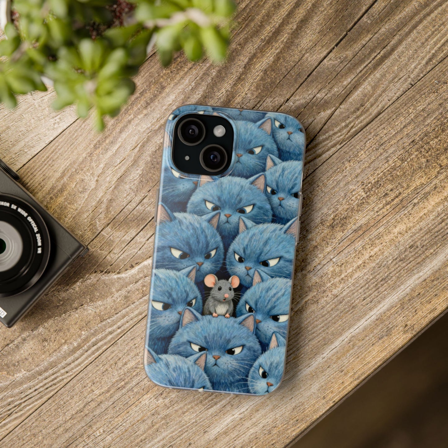 Blue Cats and Mouse Phone Case