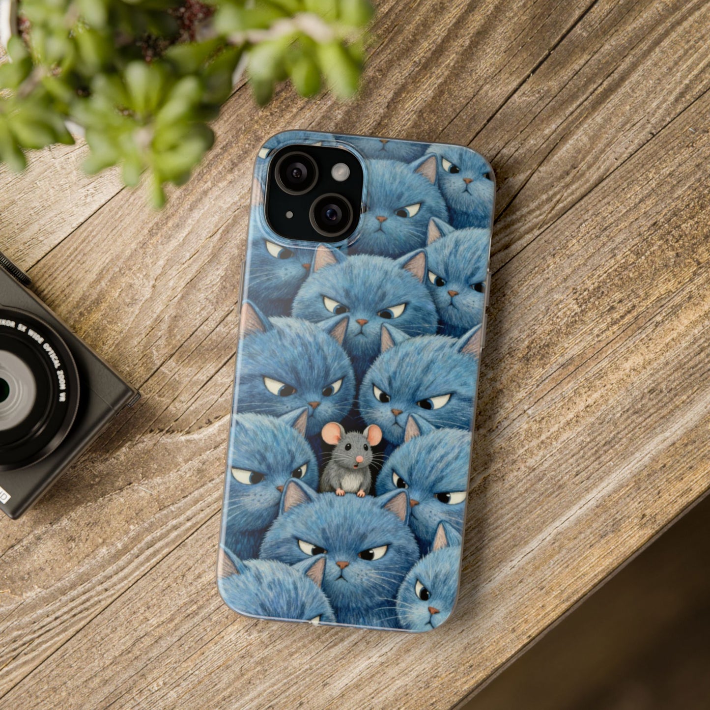 Blue Cats and Mouse Phone Case