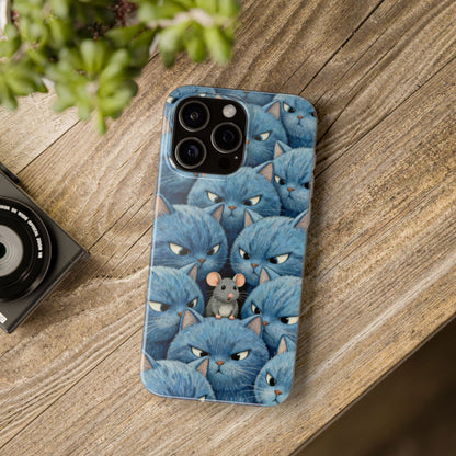 Blue Cats and Mouse Phone Case