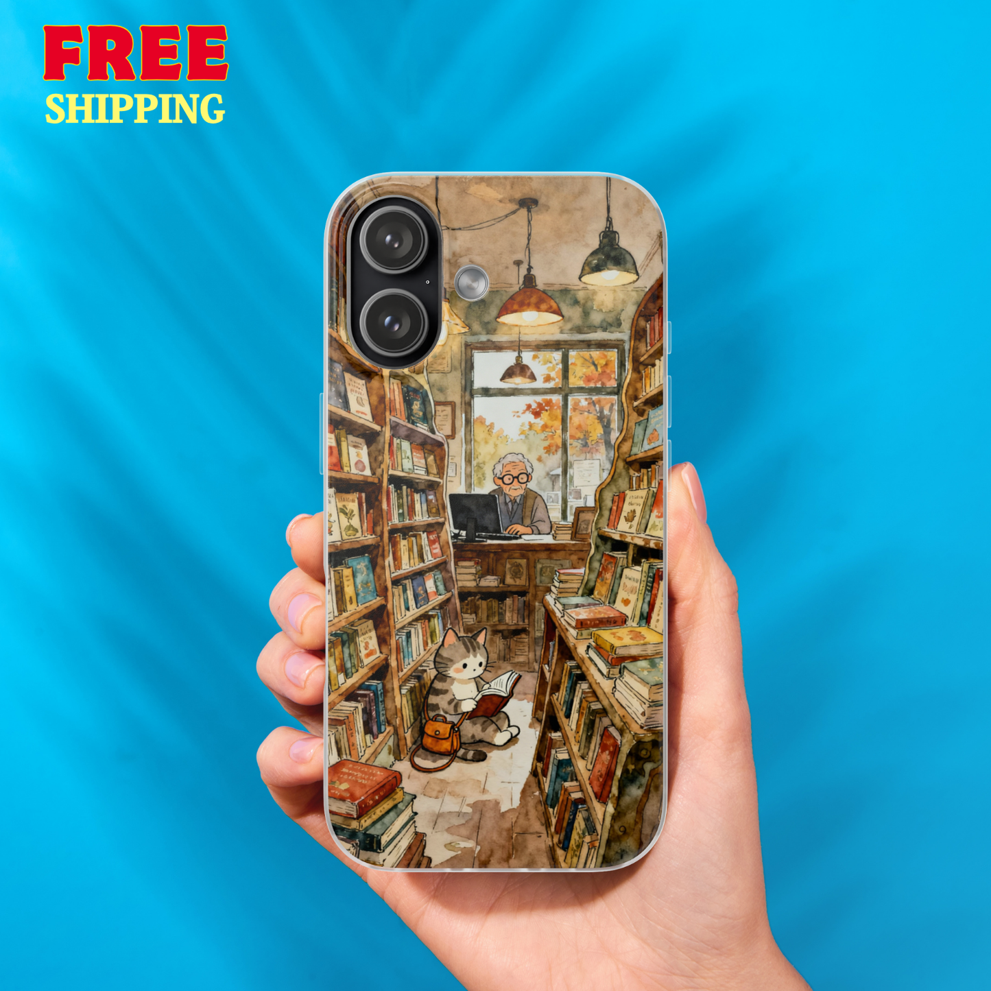 Cozy Library Cat Phone Case